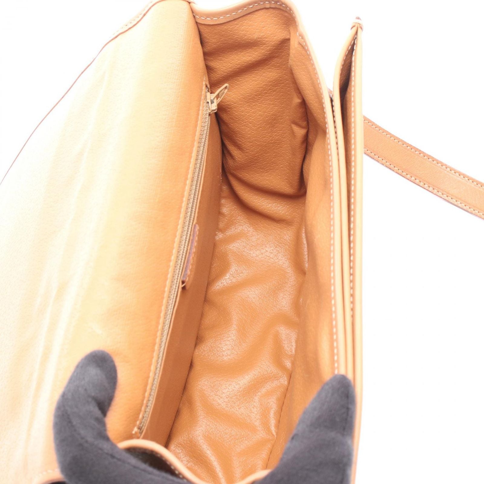 Celine Shoulder Bag Macadam Dark Brown Canvas Leather — view 3