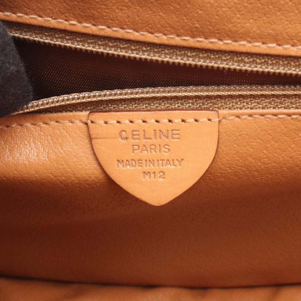 Celine Shoulder Bag Macadam Dark Brown Canvas Leather — view 4