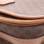 Celine Shoulder Bag Macadam Dark Brown Canvas Leather — view 6