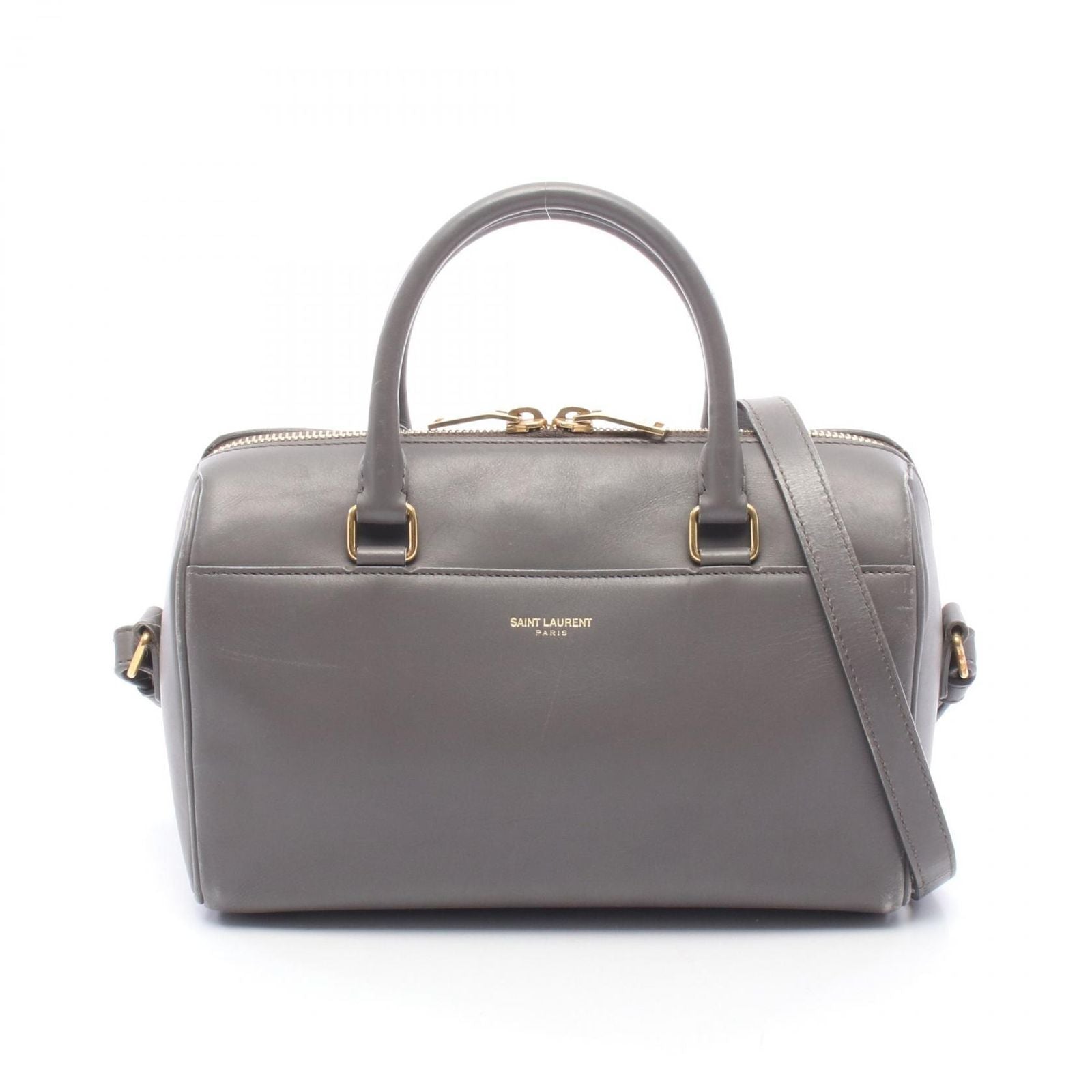 Saint Laurent Paris Handbag Baby Duffle 2-Way Gray Leather Shoulder