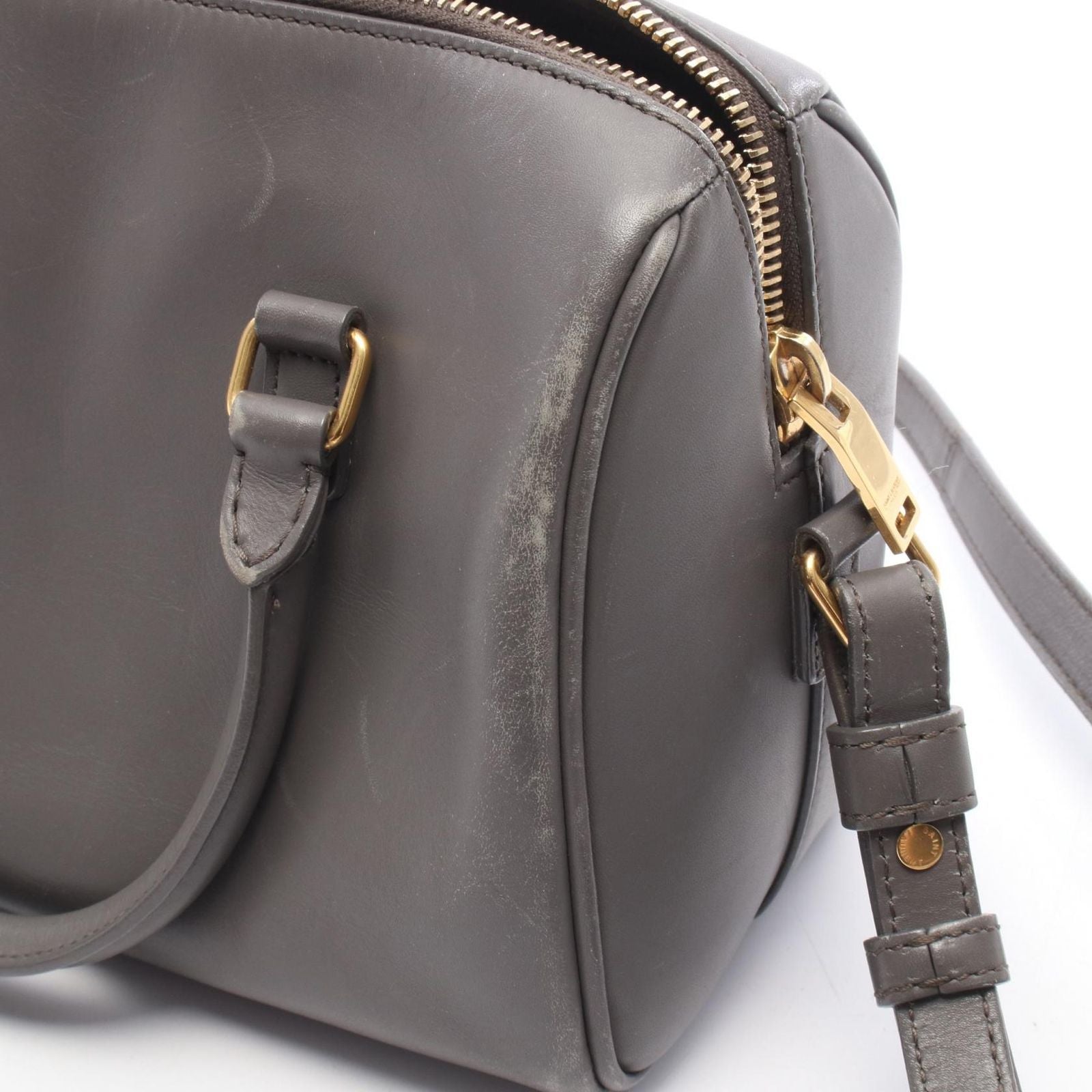 Saint Laurent Paris Handbag Baby Duffle 2-Way Gray Leather Shoulder — view 6