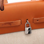Hermes Handbag Herbag MM Ecru Natural Canvas Leather — view 6