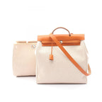 Hermes Handbag Herbag MM Ecru Natural Canvas Leather