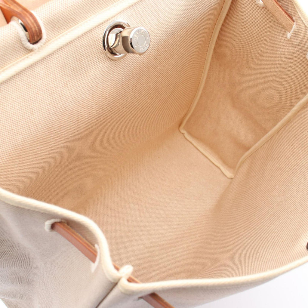 Hermes Handbag Herbag MM Ecru Natural Canvas Leather — view 3