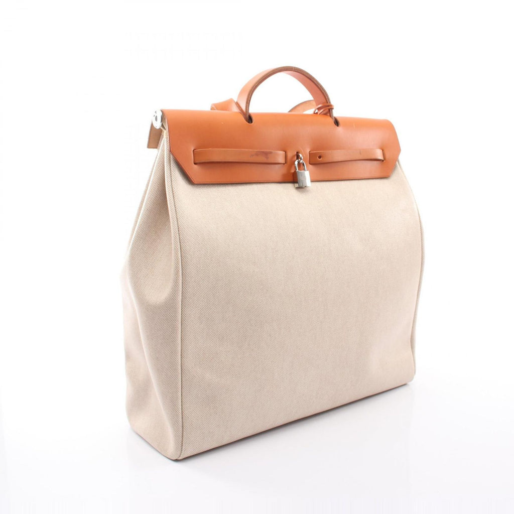 Hermes Handbag Herbag MM Ecru Natural Canvas Leather — view 2