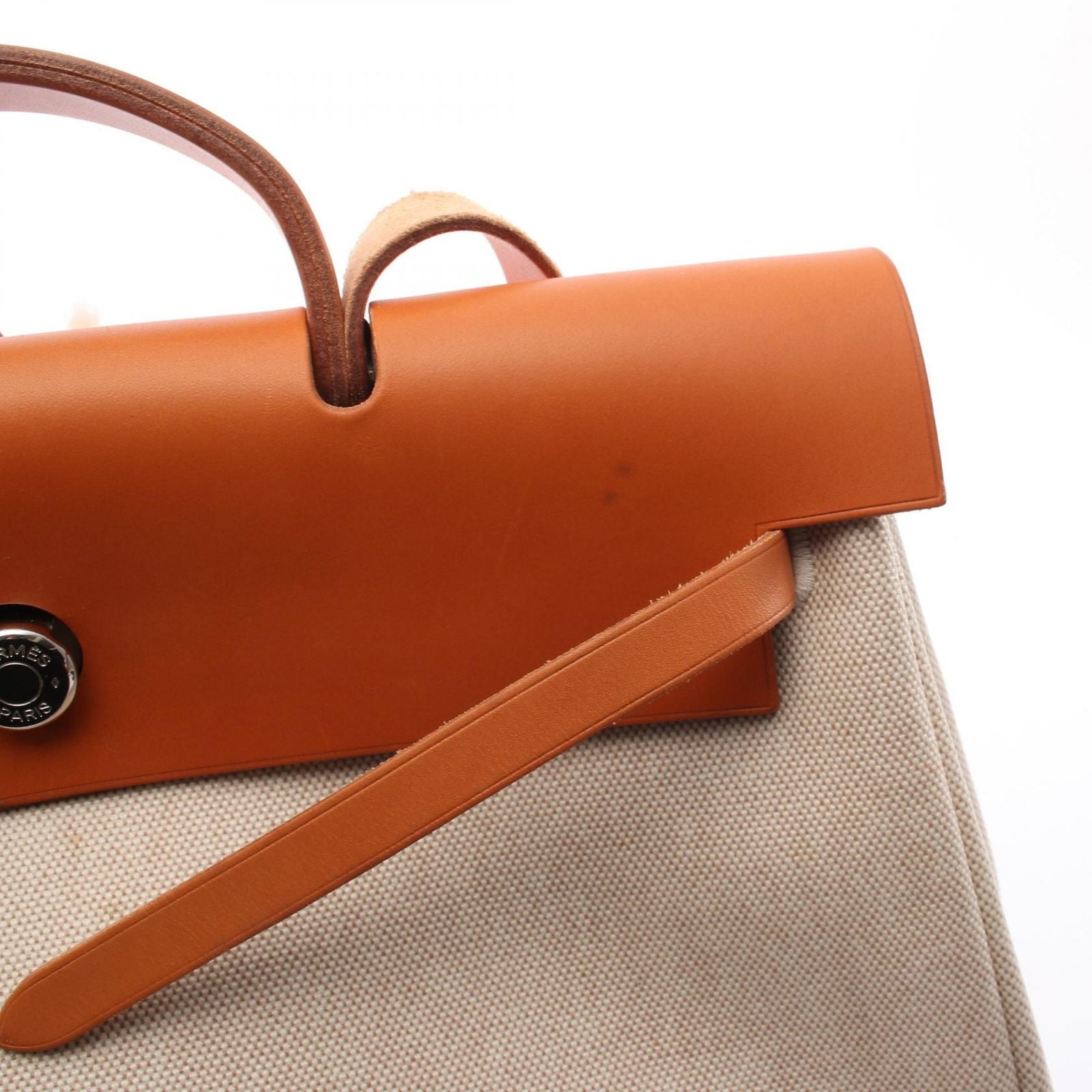 Hermes Handbag Herbag MM Ecru Natural Canvas Leather — view 9