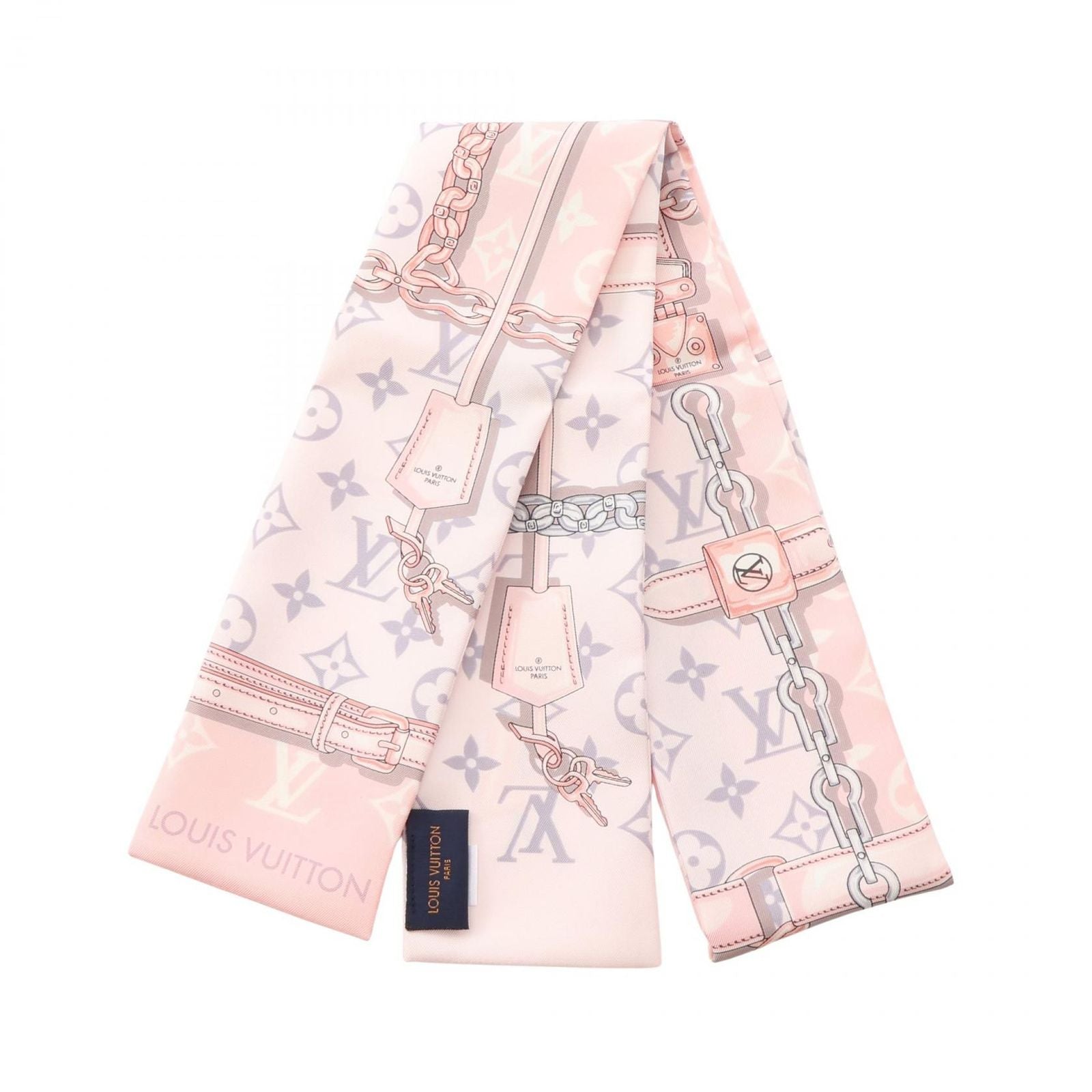 Louis Vuitton Scarf Bandeau Monogram Confidential Rose Cles Ribbon Silk