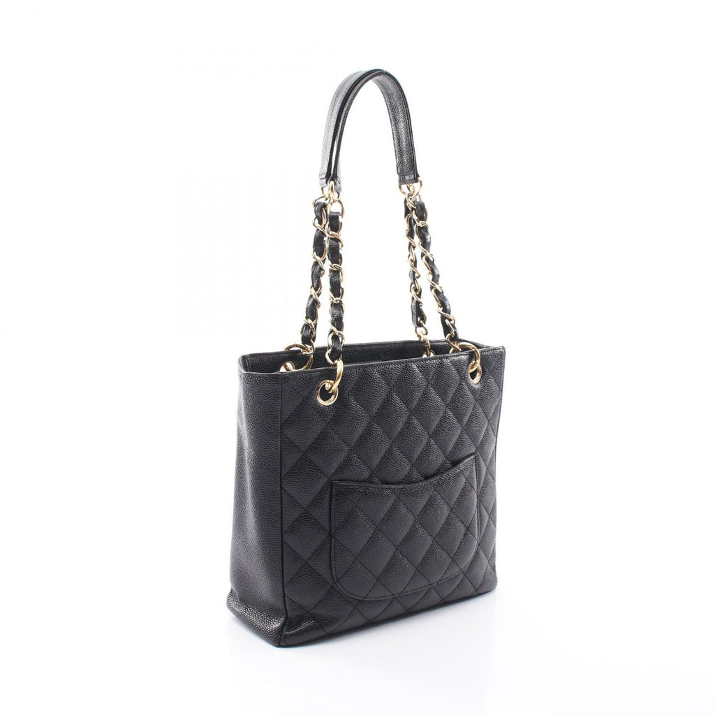 Chanel Tote Quilted Petite Shopping PST Black Caviar Leather Chain — view 2