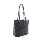 Chanel Tote Quilted Petite Shopping PST Black Caviar Leather Chain — view 2