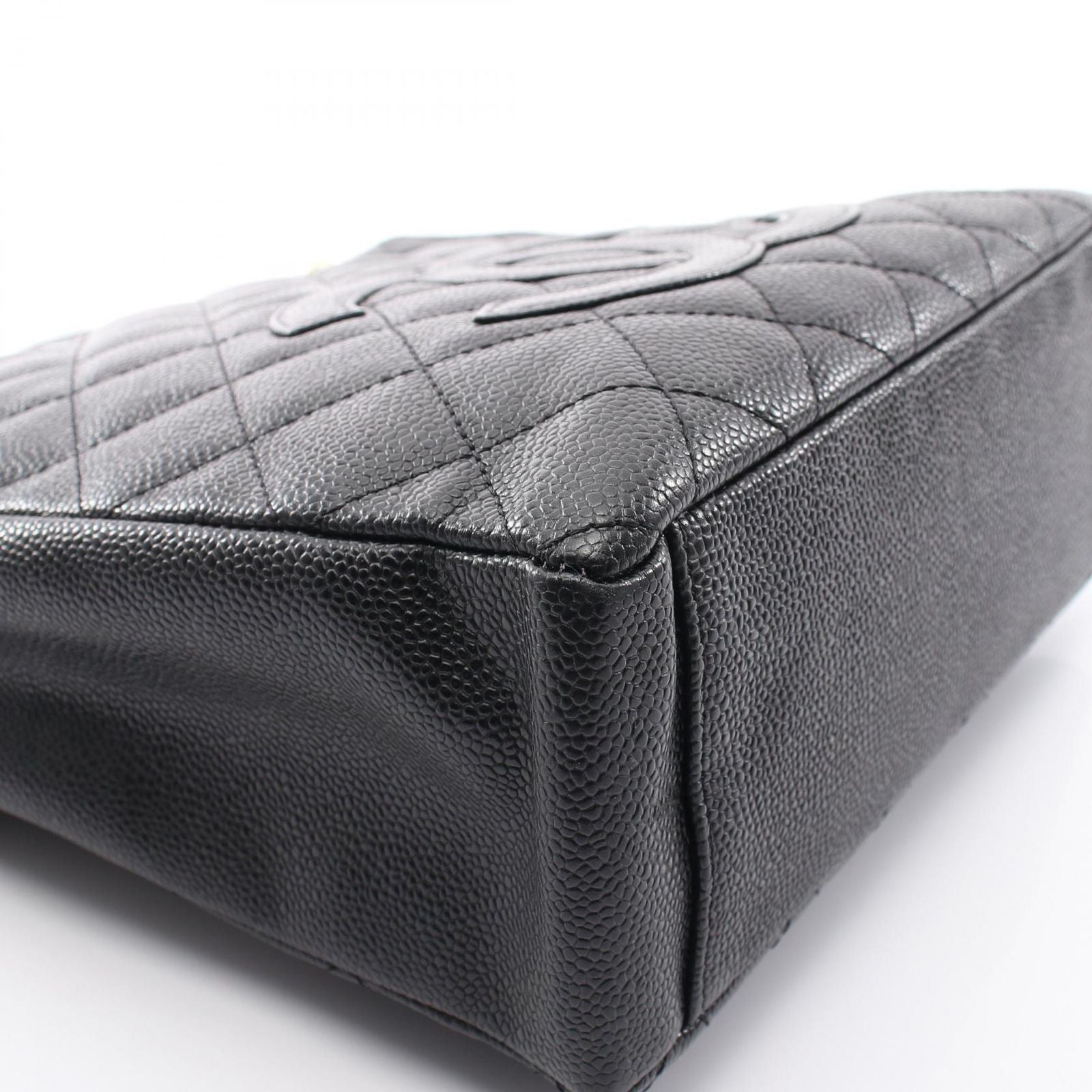 Chanel Tote Quilted Petite Shopping PST Black Caviar Leather Chain — view 6