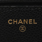Chanel Shoulder Bag Quilted Black Caviar Leather Chain Wallet — view 4