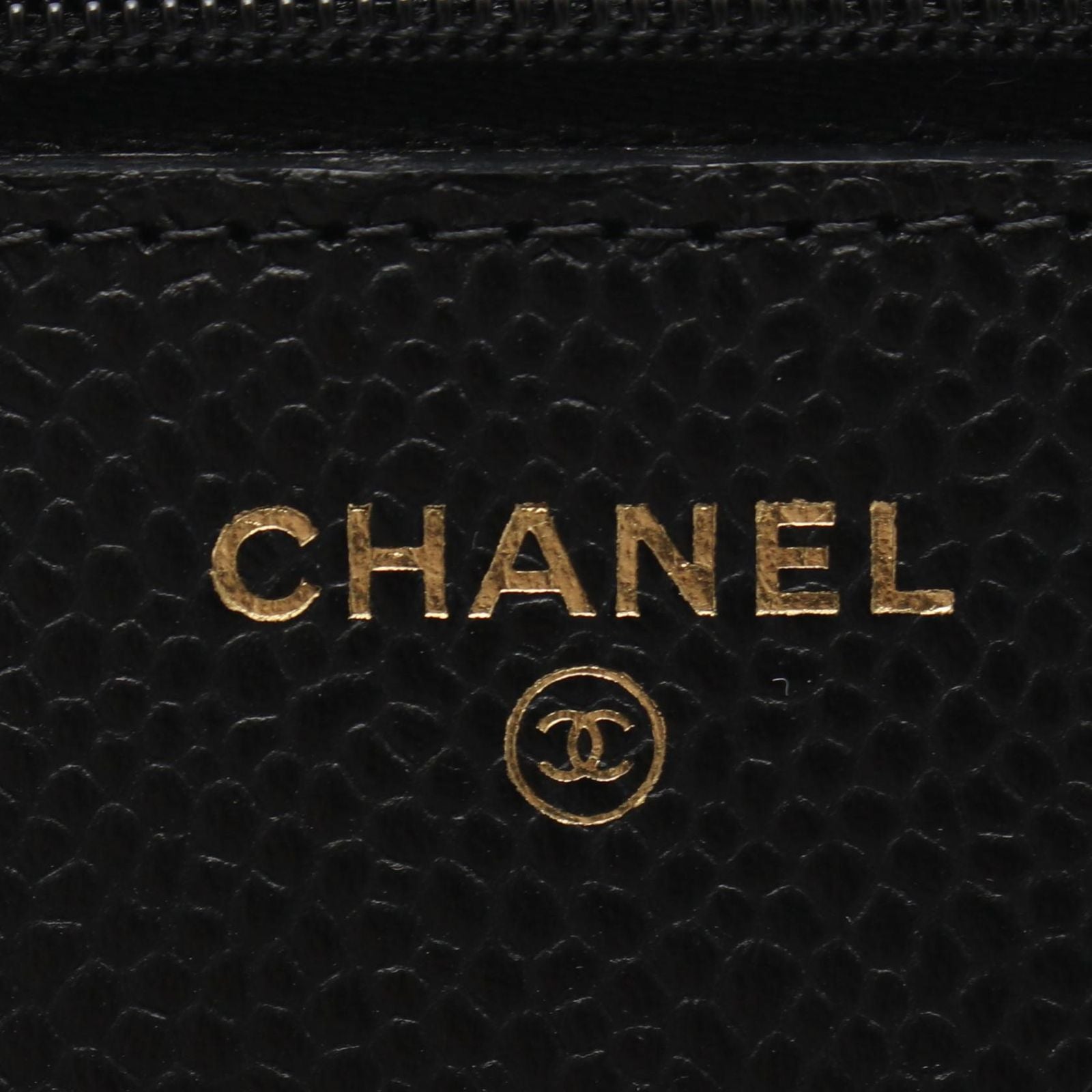 Chanel Shoulder Bag Quilted Black Caviar Leather Chain Wallet — view 4