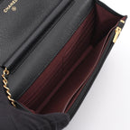 Chanel Shoulder Bag Quilted Black Caviar Leather Chain Wallet — view 3