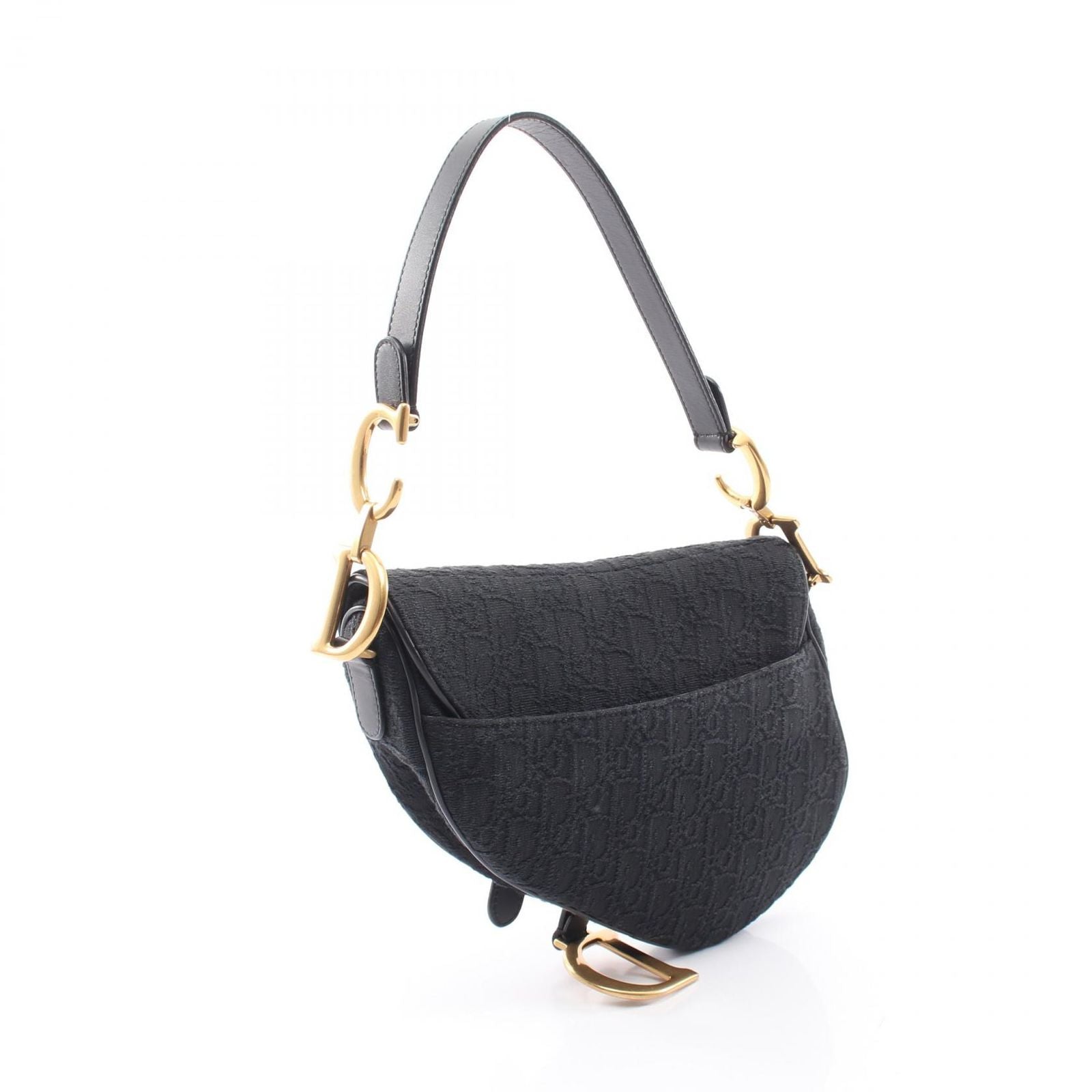 Dior Shoulder Bag Oblique Jacquard Black Canvas Leather — view 2