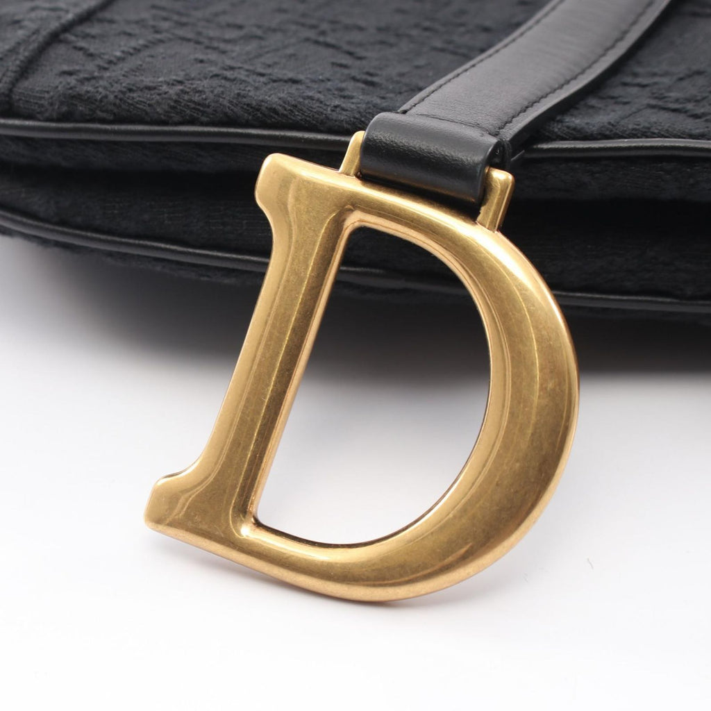 Dior Shoulder Bag Oblique Jacquard Black Canvas Leather — view 6