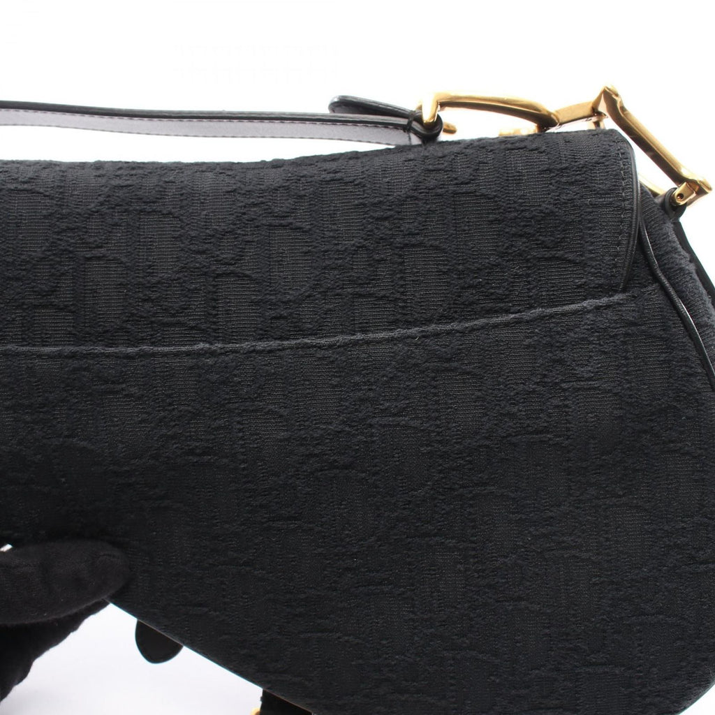 Dior Shoulder Bag Oblique Jacquard Black Canvas Leather — view 9