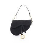 Dior Shoulder Bag Oblique Jacquard Black Canvas Leather
