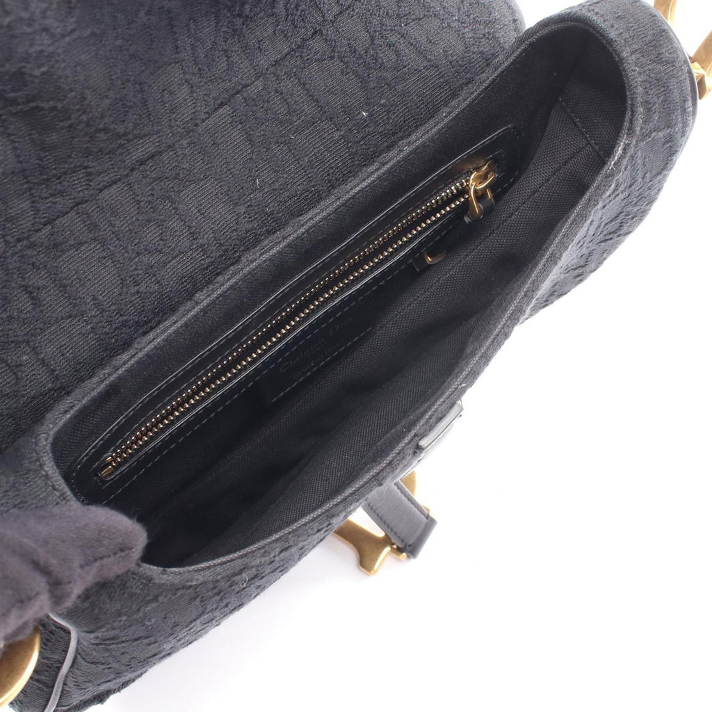 Dior Shoulder Bag Oblique Jacquard Black Canvas Leather — view 3