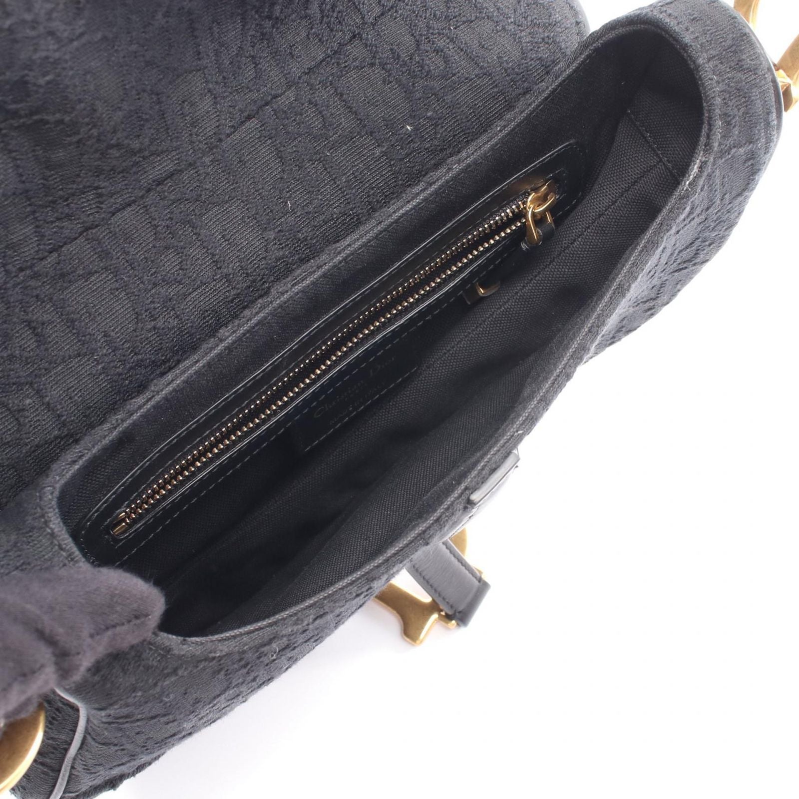 Dior Shoulder Bag Oblique Jacquard Black Canvas Leather — view 3