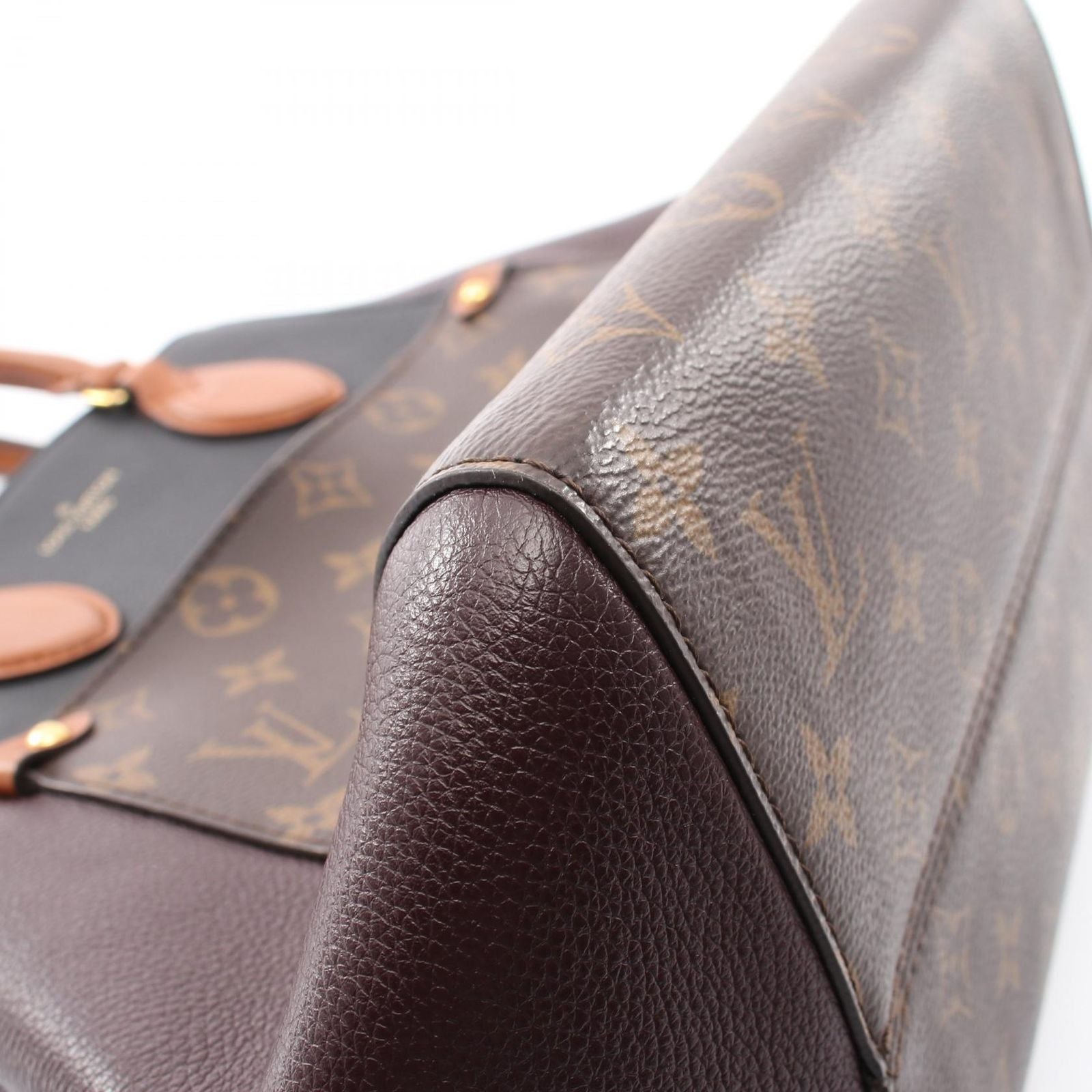 Louis Vuitton Handbag Fold Tote MM 2-Way Noir Wine Cream Canvas Leather — view 9