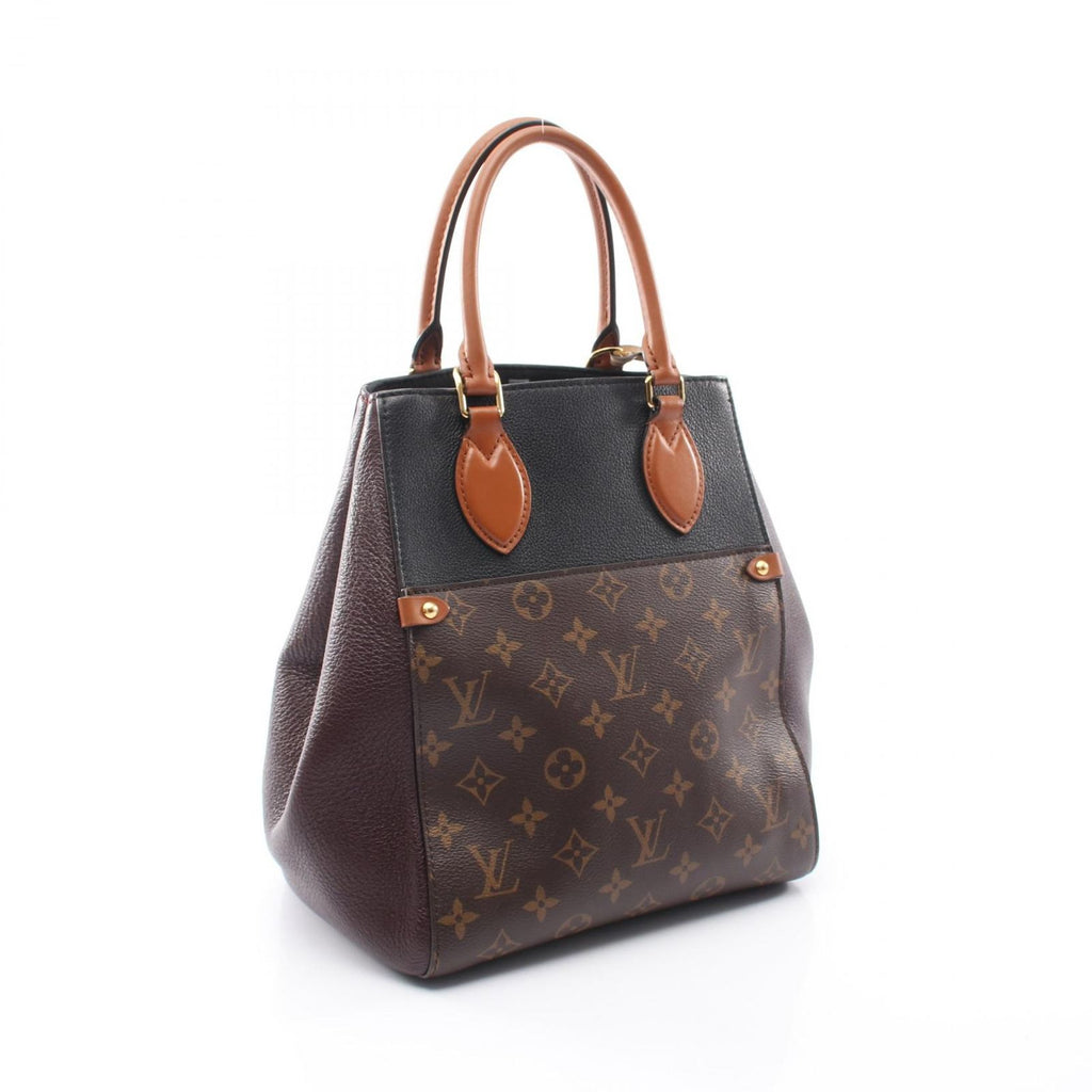 Louis Vuitton Handbag Fold Tote MM 2-Way Noir Wine Cream Canvas Leather — view 2