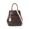 Louis Vuitton Handbag Fold Tote MM 2-Way Noir Wine Cream Canvas Leather