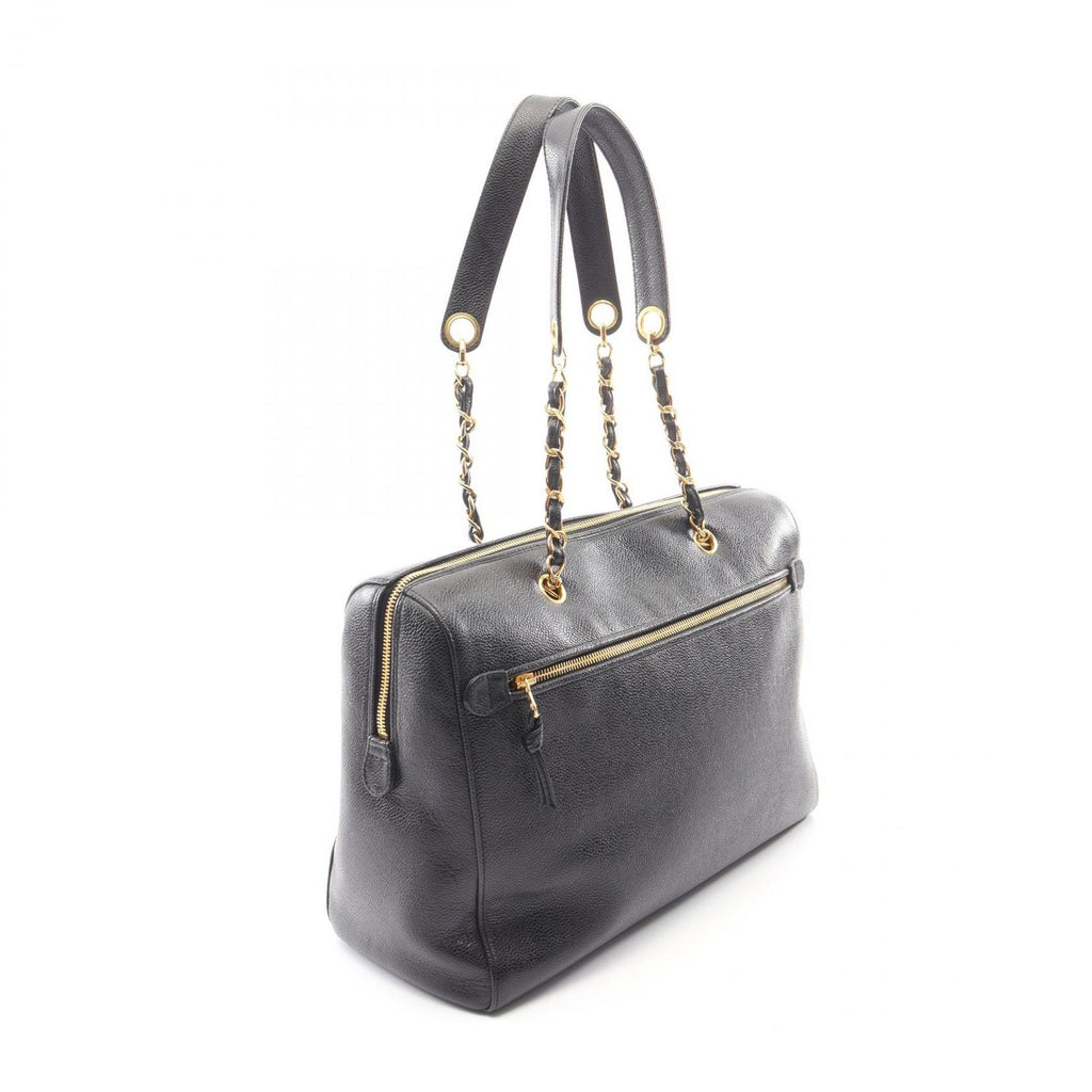 Chanel Tote Big CC Logo Black Caviar Leather CC Chain Boston — view 2