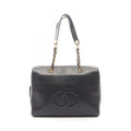 Chanel Tote Big CC Logo Black Caviar Leather CC Chain Boston