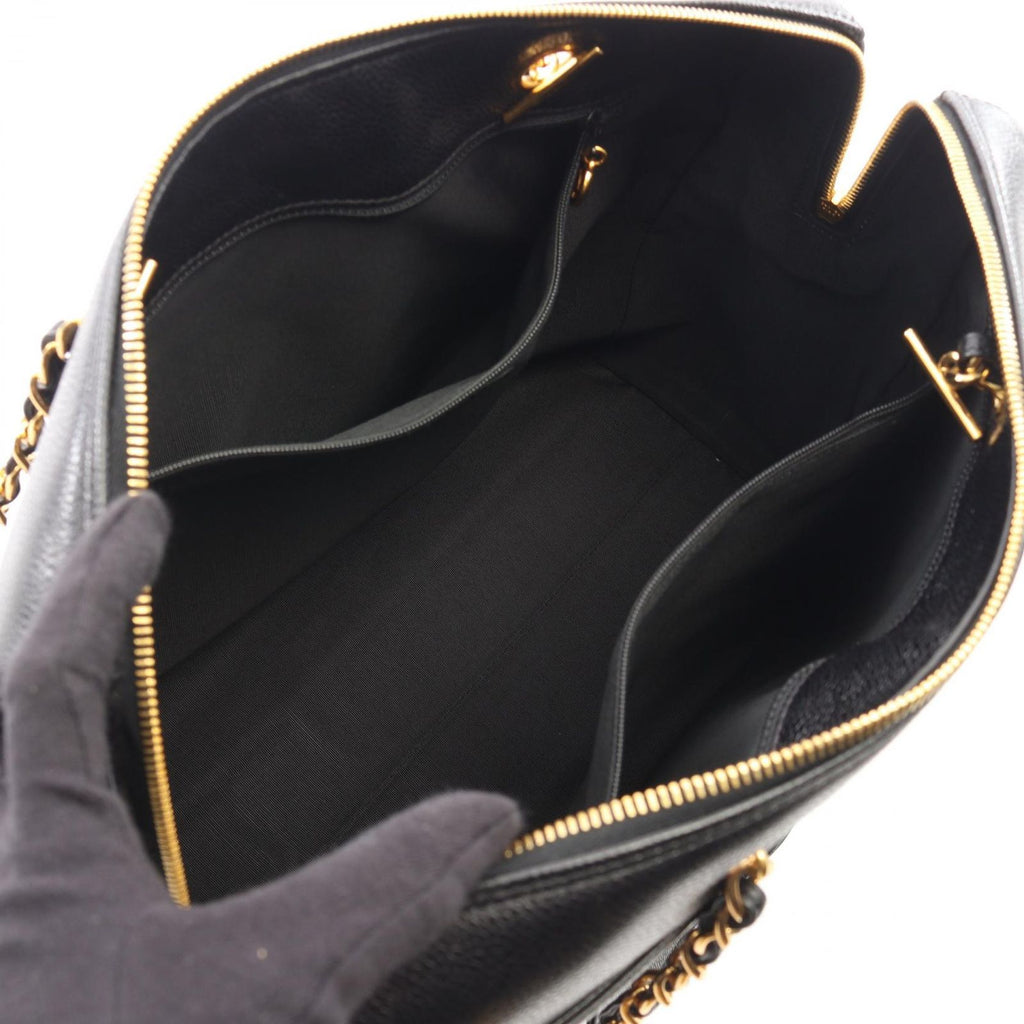 Chanel Tote Big CC Logo Black Caviar Leather CC Chain Boston — view 3