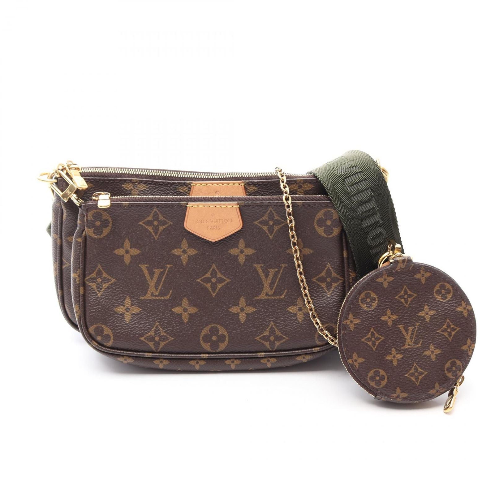 Louis Vuitton Shoulder Bag Multy Pochette Khaki Canvas Leather