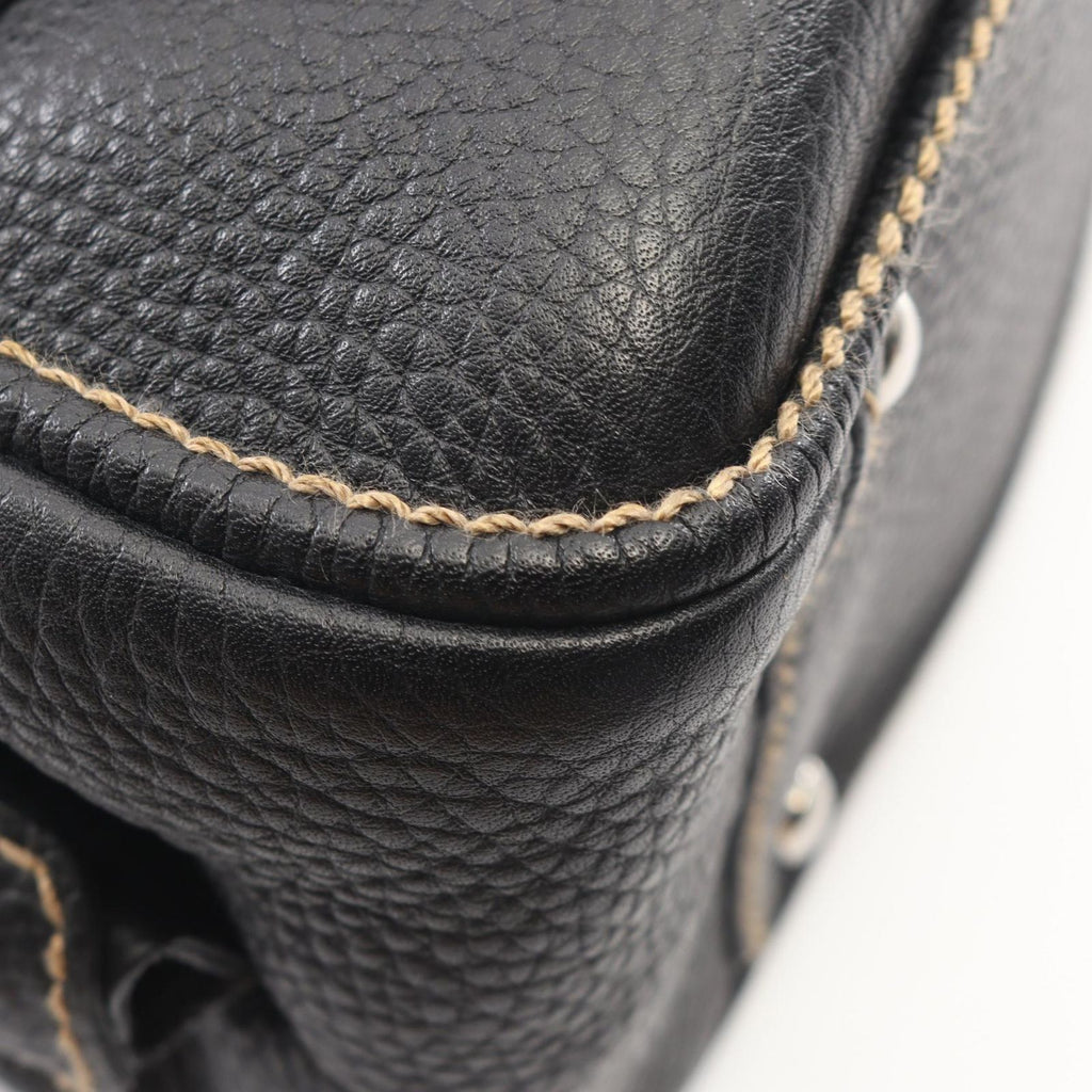 Chanel Handbag Logo Black Caviar Leather Fringe — view 7