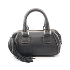 Chanel Handbag Logo Black Caviar Leather Fringe