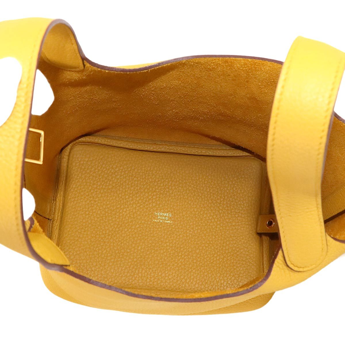 Hermes Picotin Lock PM Hand Bag Taurillon Clemence Joan Ambre — view 6