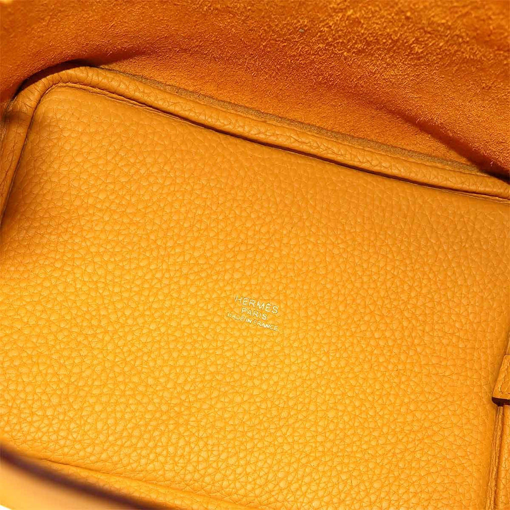 Hermes Picotin Lock PM Hand Bag Taurillon Clemence Joan Ambre — view 7