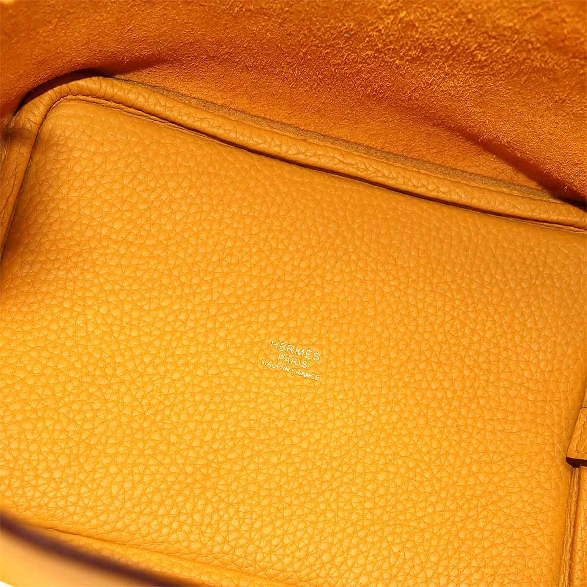 Hermes Picotin Lock PM Hand Bag Taurillon Clemence Joan Ambre — view 7