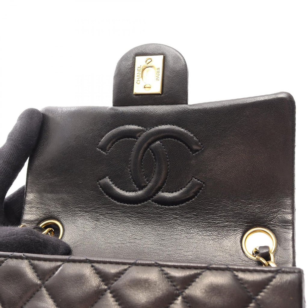 Chanel Shoulder Bag Mini Quilted Black Lambskin Mini Chain — view 7