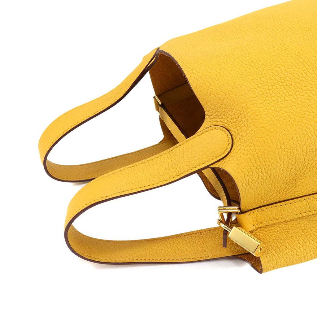Hermes Picotin Lock PM Hand Bag Taurillon Clemence Joan Ambre — view 5
