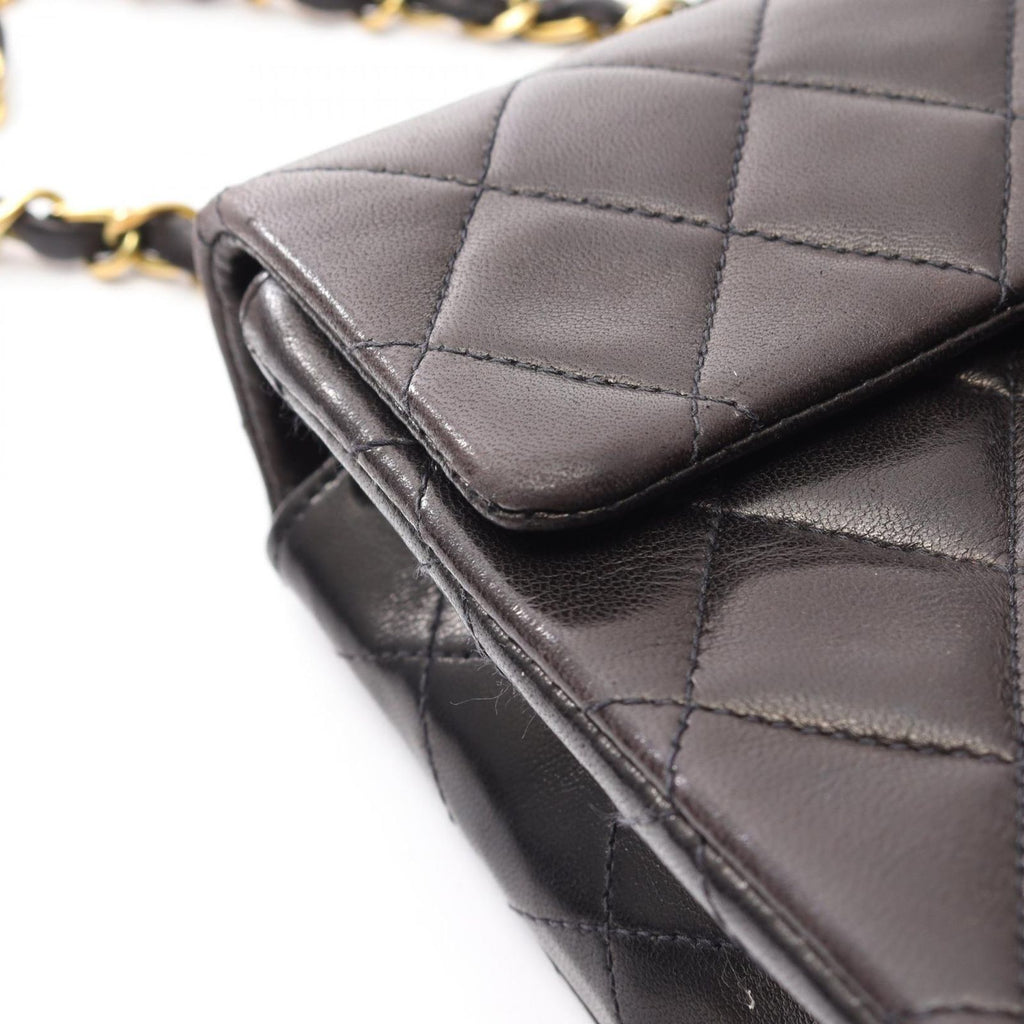 Chanel Shoulder Bag Mini Quilted Black Lambskin Mini Chain — view 8