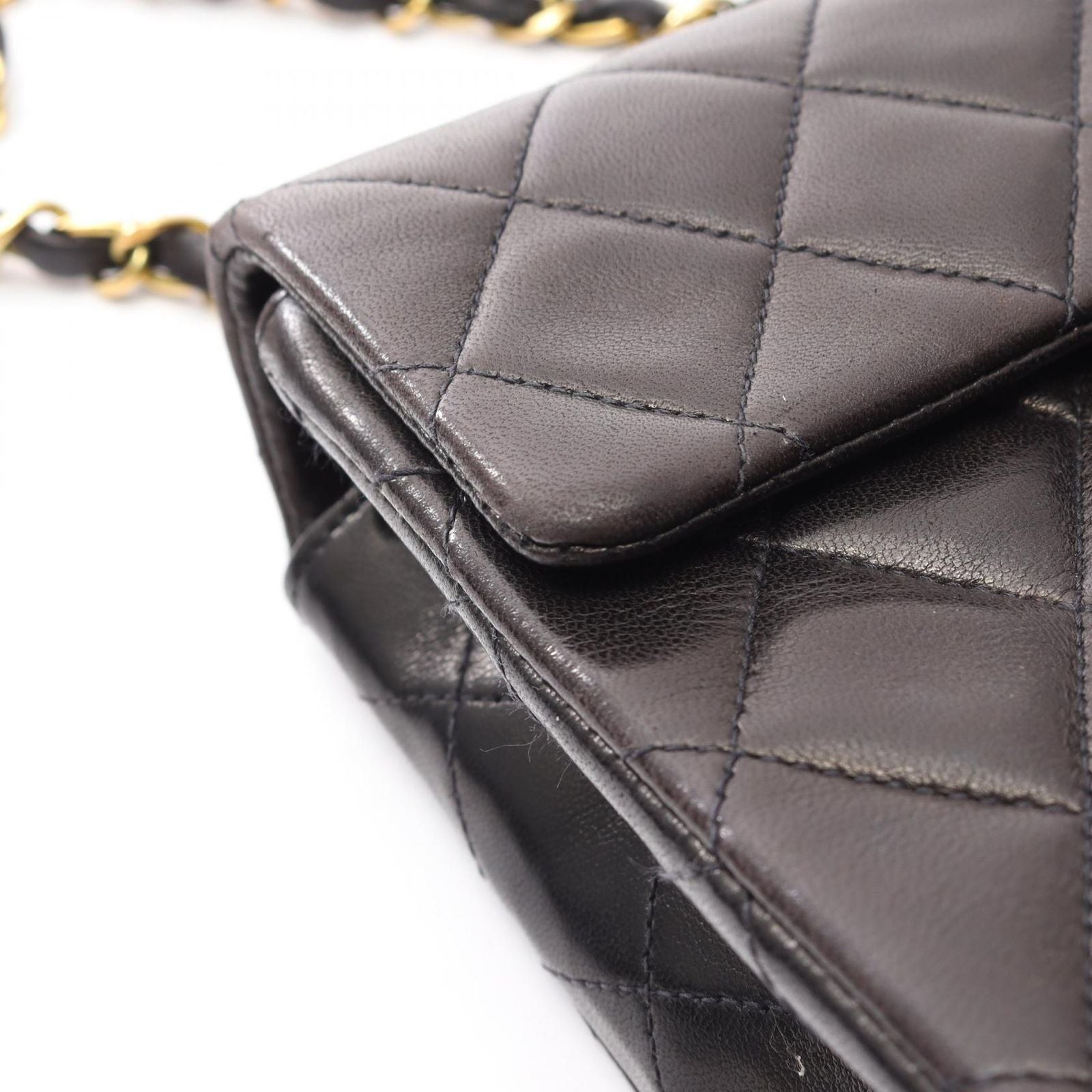 Chanel Shoulder Bag Mini Quilted Black Lambskin Mini Chain — view 8