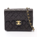 Chanel Shoulder Bag Mini Quilted Black Lambskin Mini Chain
