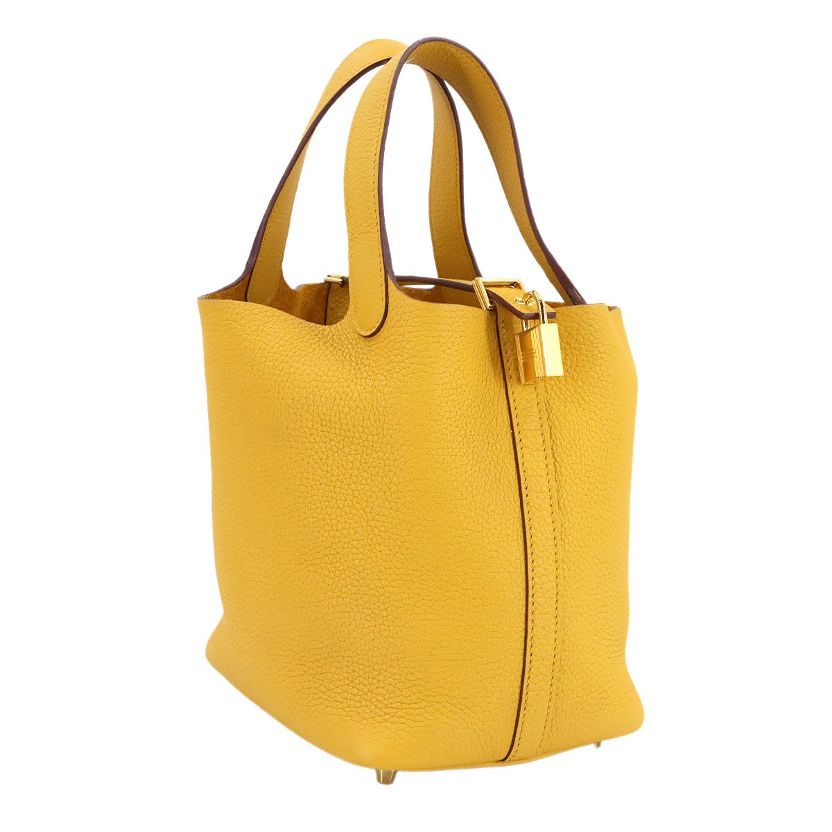Hermes Picotin Lock PM Hand Bag Taurillon Clemence Joan Ambre — view 3