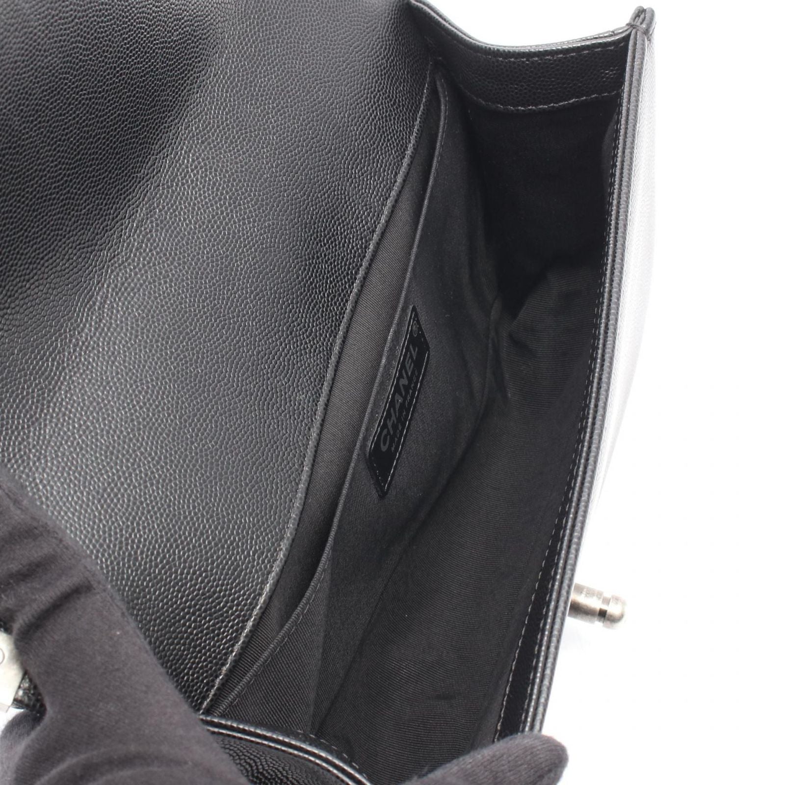 Chanel Shoulder Bag Boy Black Caviar Leather Boy Chain — view 3