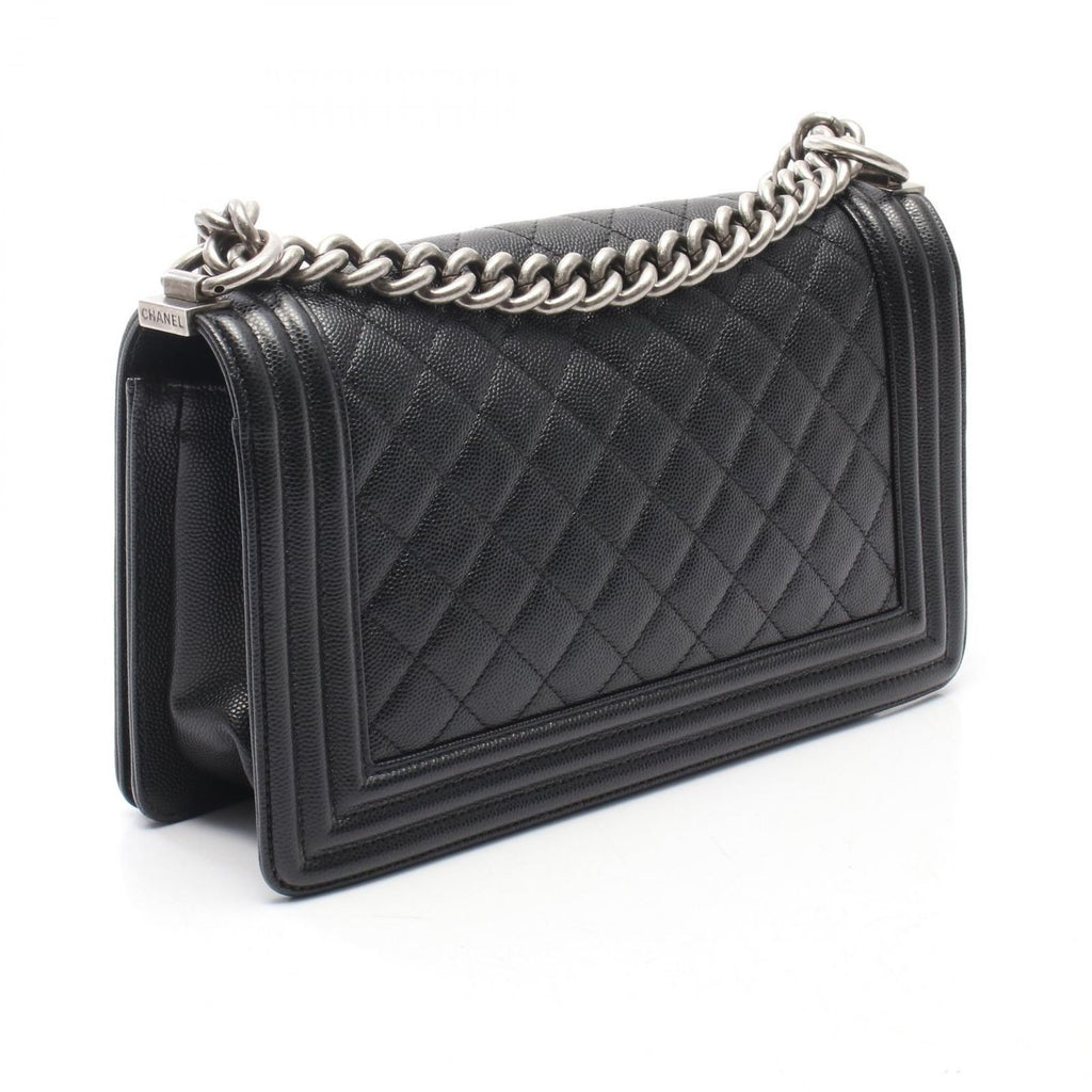 Chanel Shoulder Bag Boy Black Caviar Leather Boy Chain — view 2