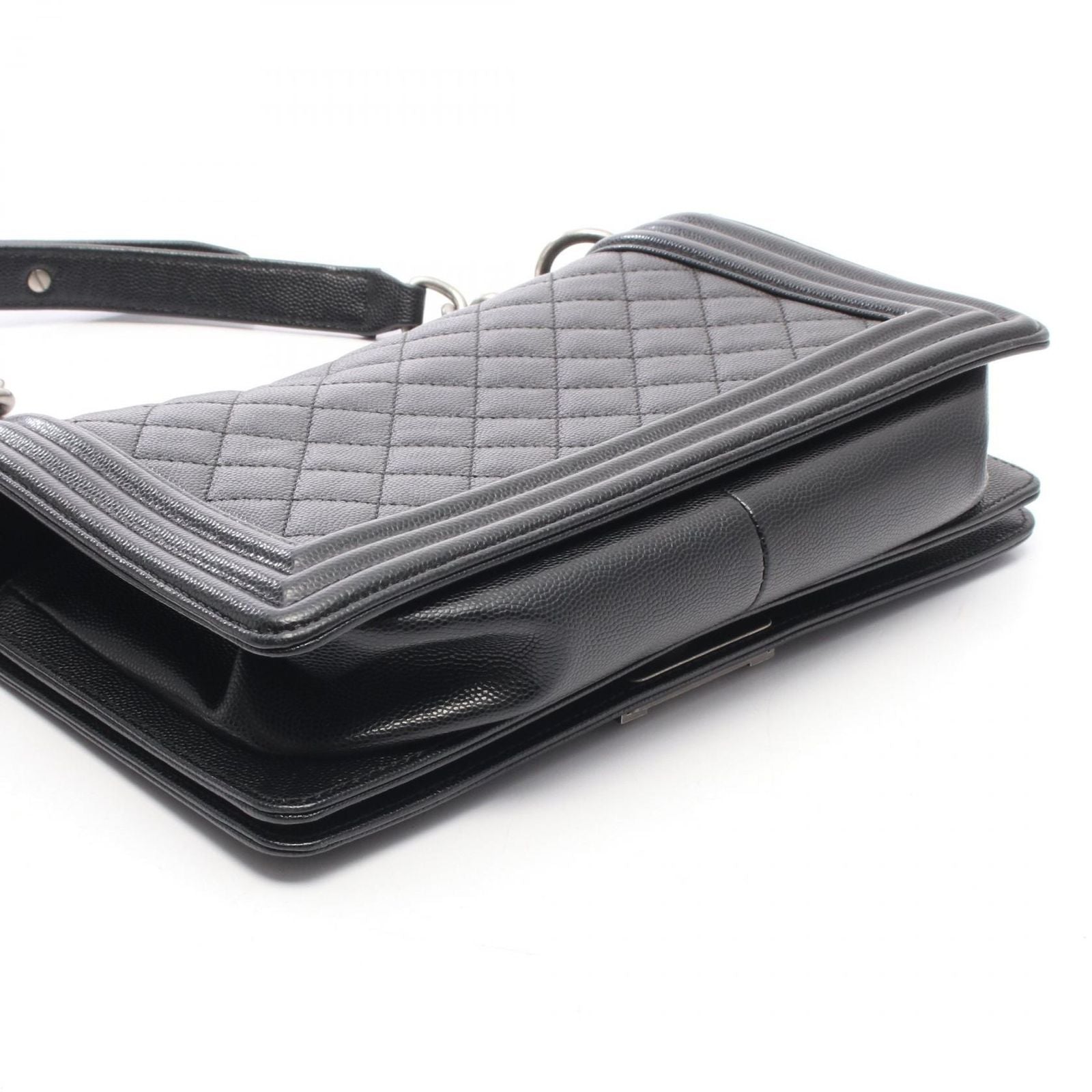 Chanel Shoulder Bag Boy Black Caviar Leather Boy Chain — view 7