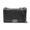 Chanel Shoulder Bag Boy Black Caviar Leather Boy Chain