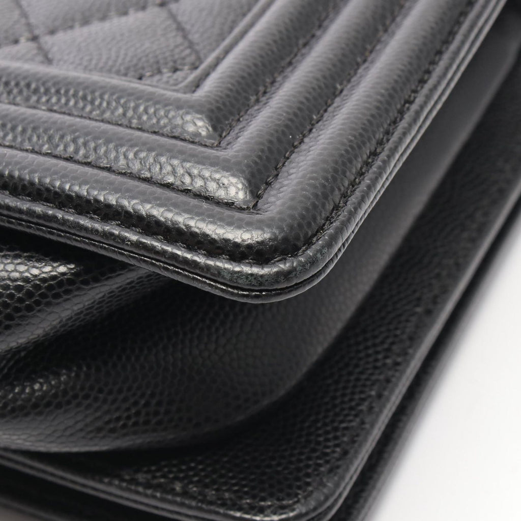 Chanel Shoulder Bag Boy Black Caviar Leather Boy Chain — view 8
