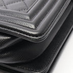 Chanel Shoulder Bag Boy Black Caviar Leather Boy Chain — view 8
