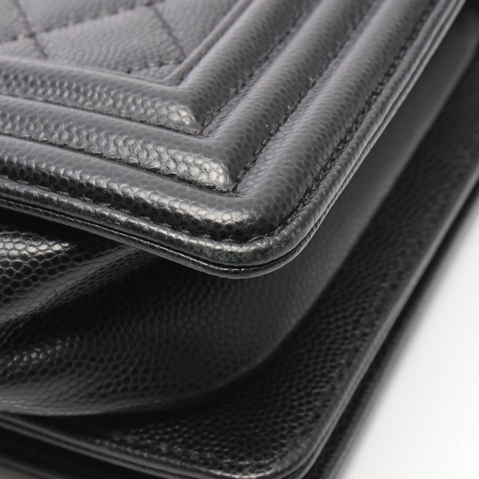 Chanel Shoulder Bag Boy Black Caviar Leather Boy Chain — view 8