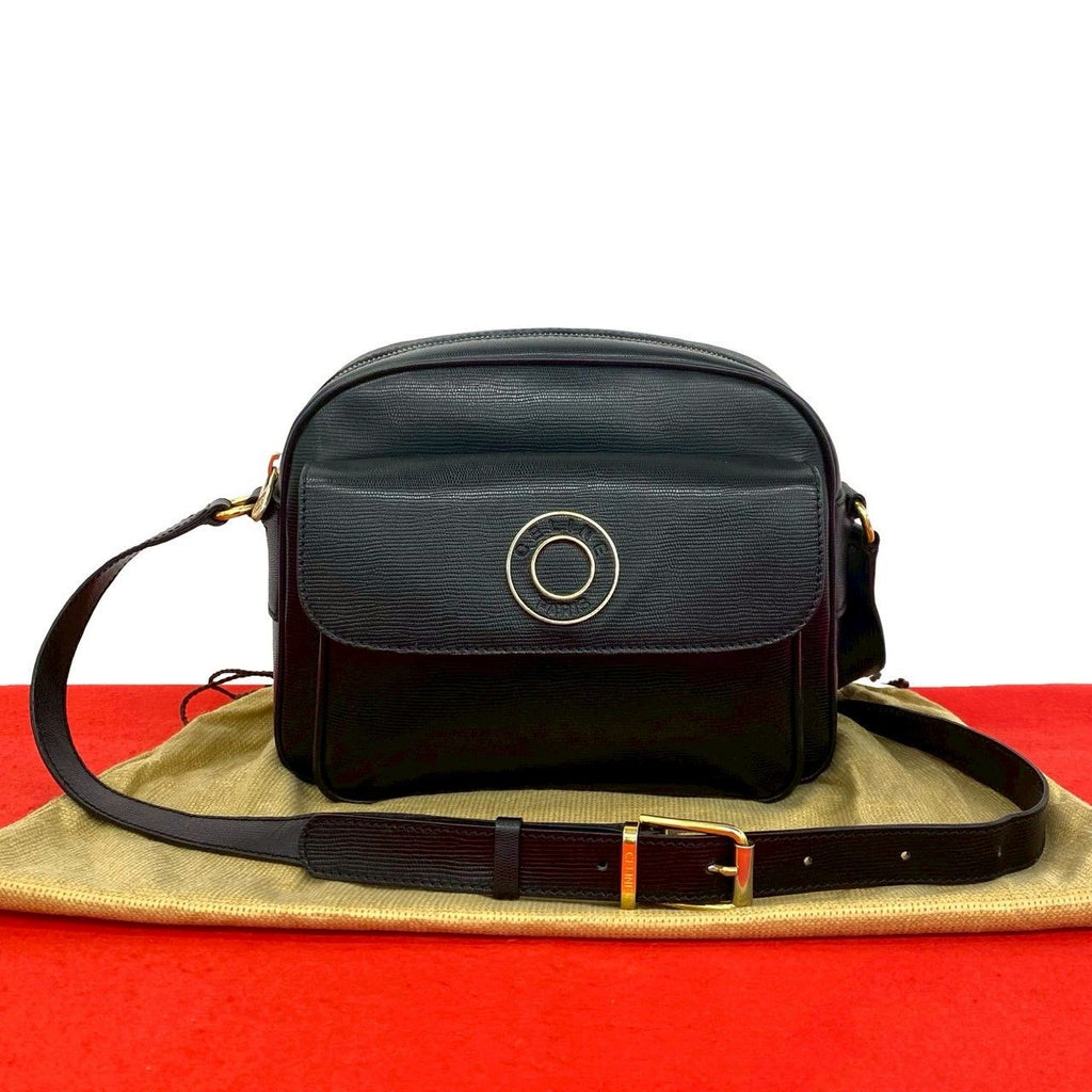 Celine Vintage Circle Logo Leather Mini Shoulder Bag Crossbody Black