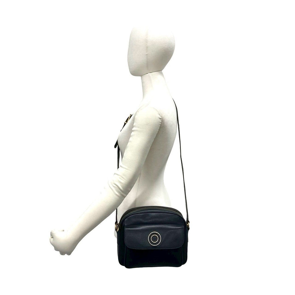 Celine Vintage Circle Logo Leather Mini Shoulder Bag Crossbody Black — view 2